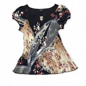 Vtg Y2k Stretchy Boho Top Festival Edgy Grunge Sz L